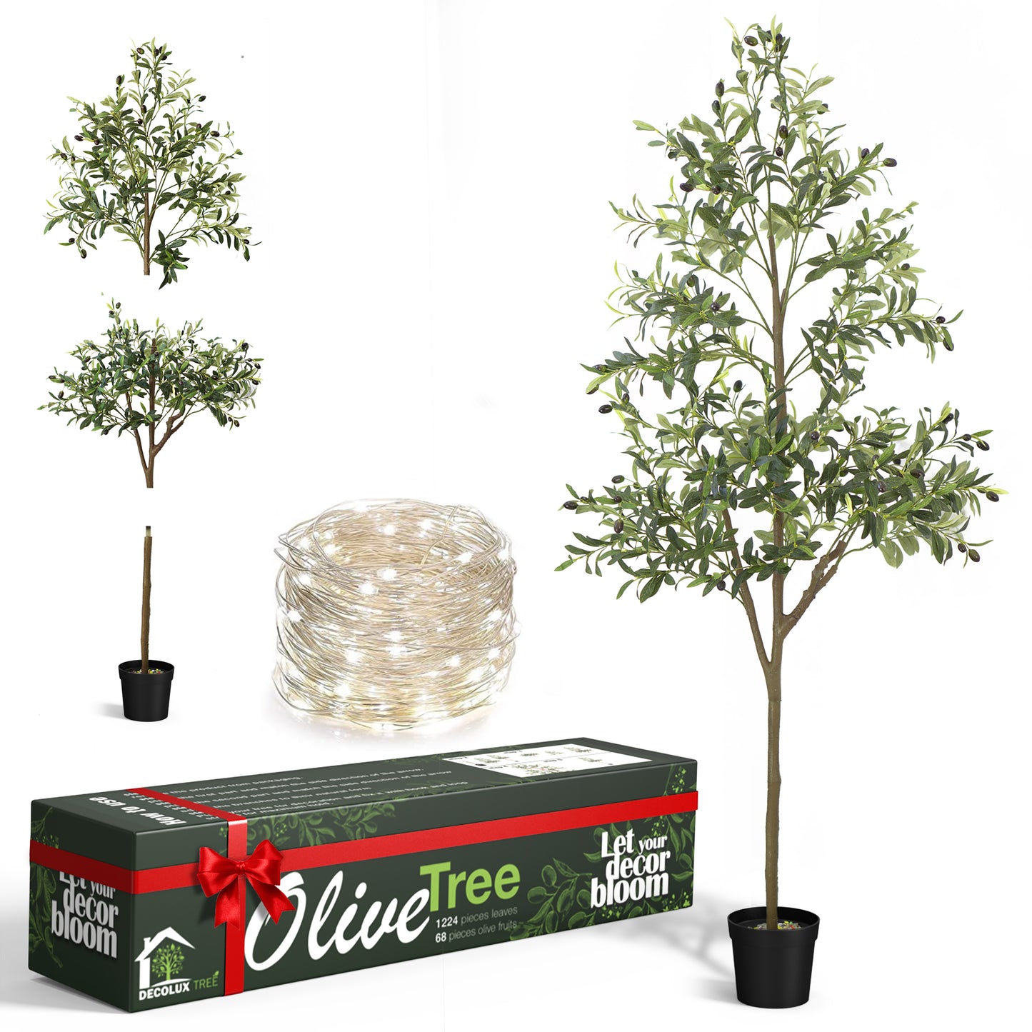 Artificial Plants with Natural Wood Trunk and Lifelike Fruits for Home Office Decor