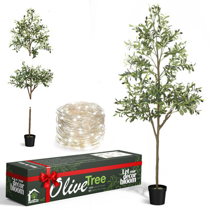 Artificial Plants with Natural Wood Trunk and Lifelike Fruits for Home Office Decor